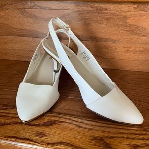 White Slingback kitten heels size 8.5.